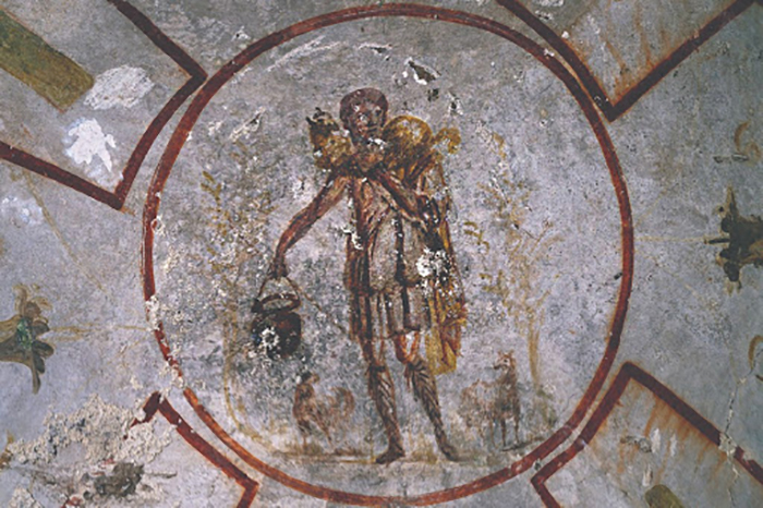 Одно из первых изображений Христа в римских катакомбах.
